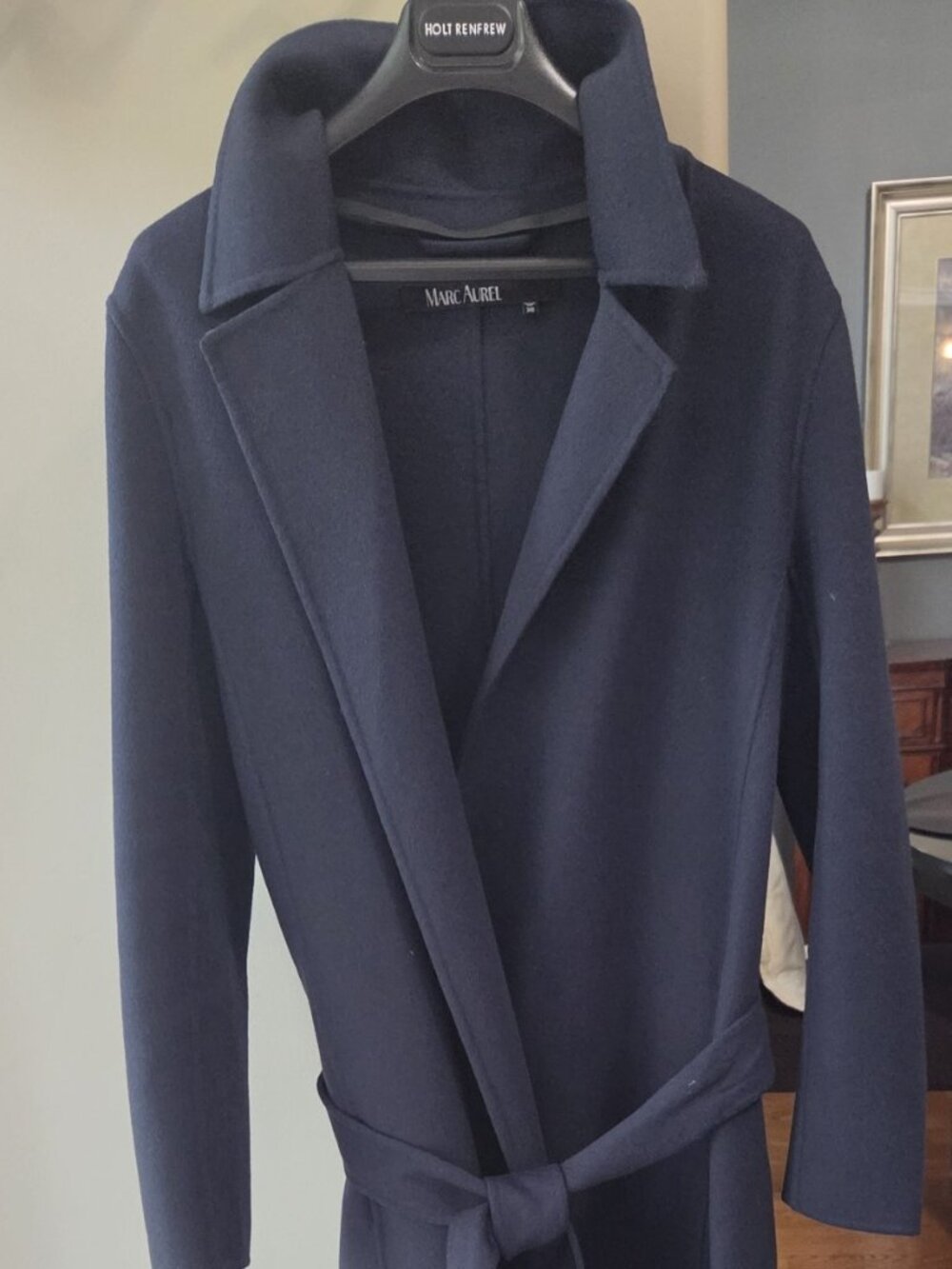 Navy Wool blend wrap coat